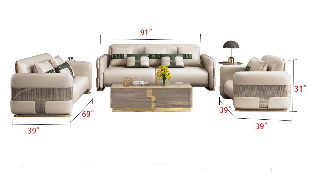 1-2-3 Leather Sofa Set