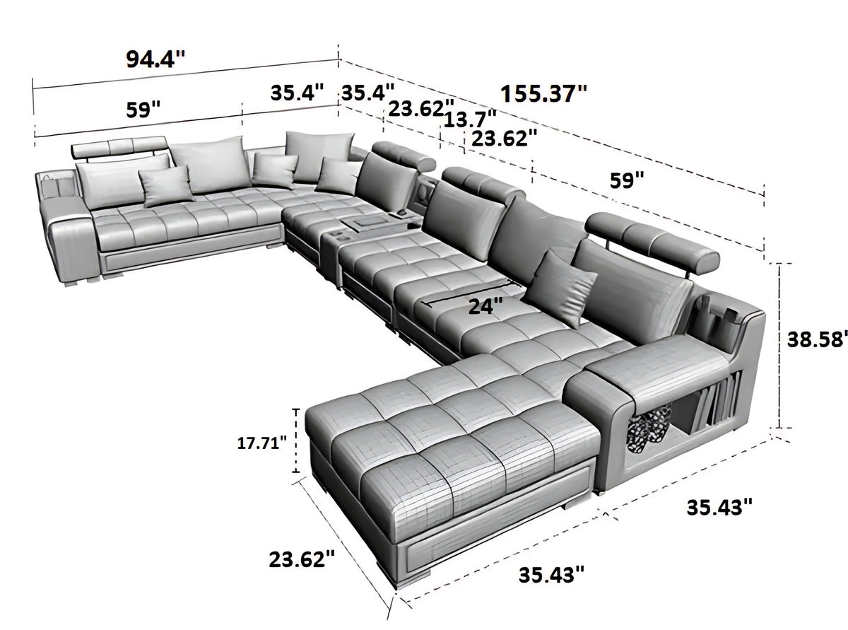Multifunctional Contemporary Fabric Sectional Sofa