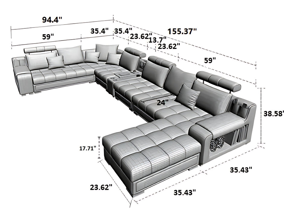 Multifunctional Contemporary Fabric Sectional Sofa