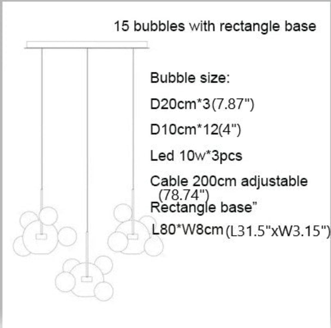 Clear Bubble LED Glass Pendant Lighting / Ruchi