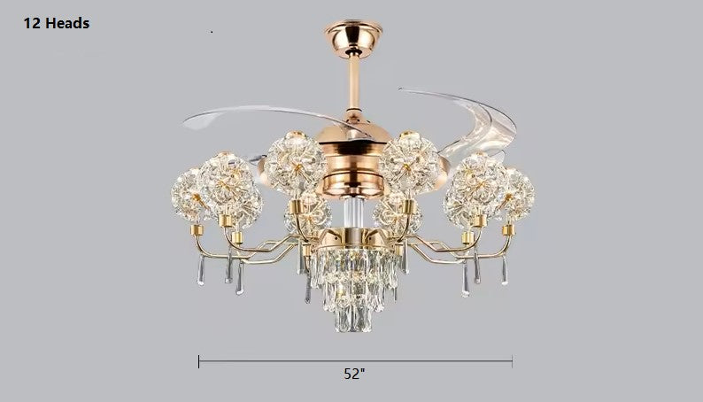 Remote Control LED Chandelier Fan For Living Room