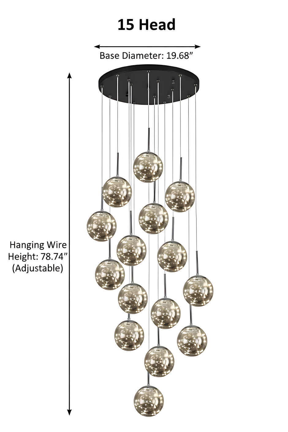LED Ball Pendant Light Chandelier For Staircase / Ruchi