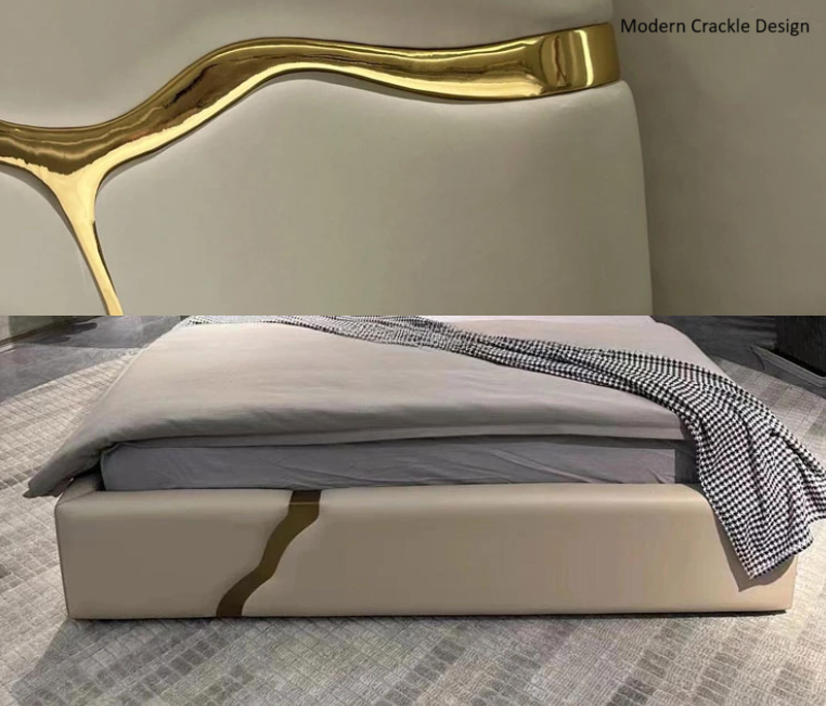 Crackel Design Leather Bedroom Set / Ruchi