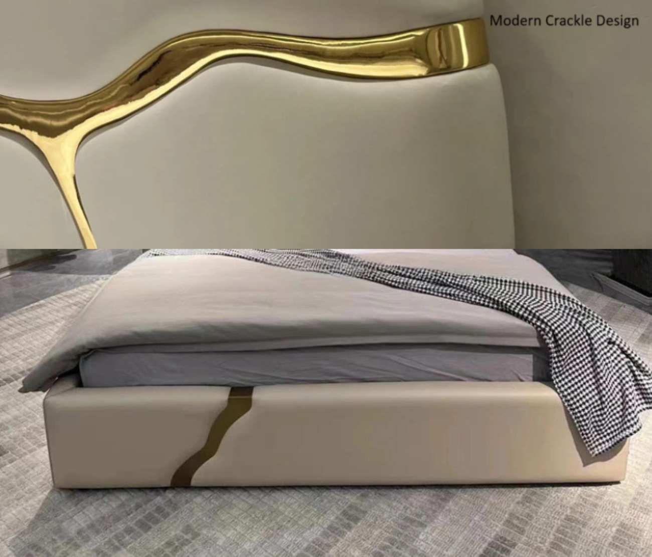 Crackel Design Leather Bedroom Set / Ruchi