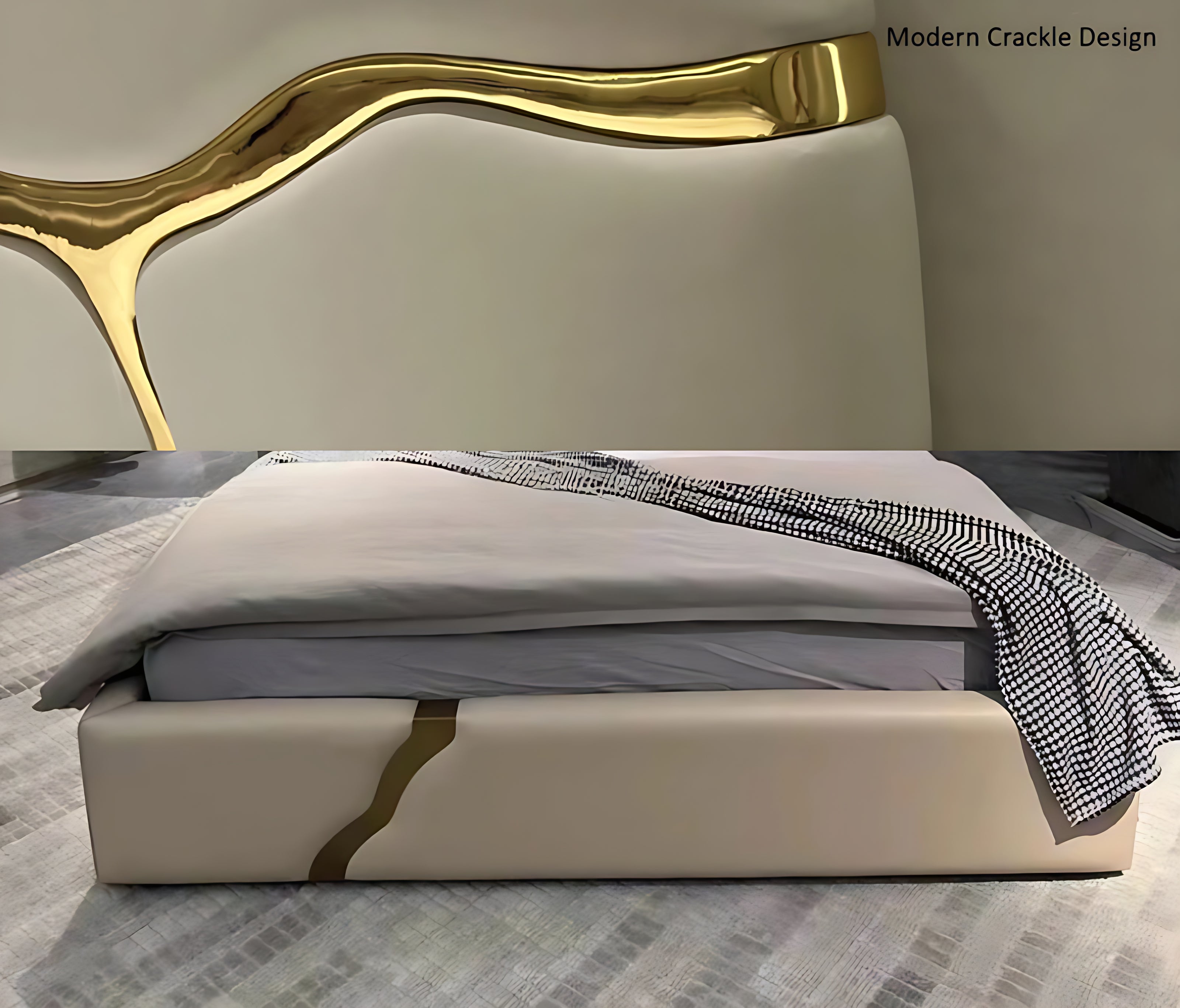 Crackle Design Leather Bed