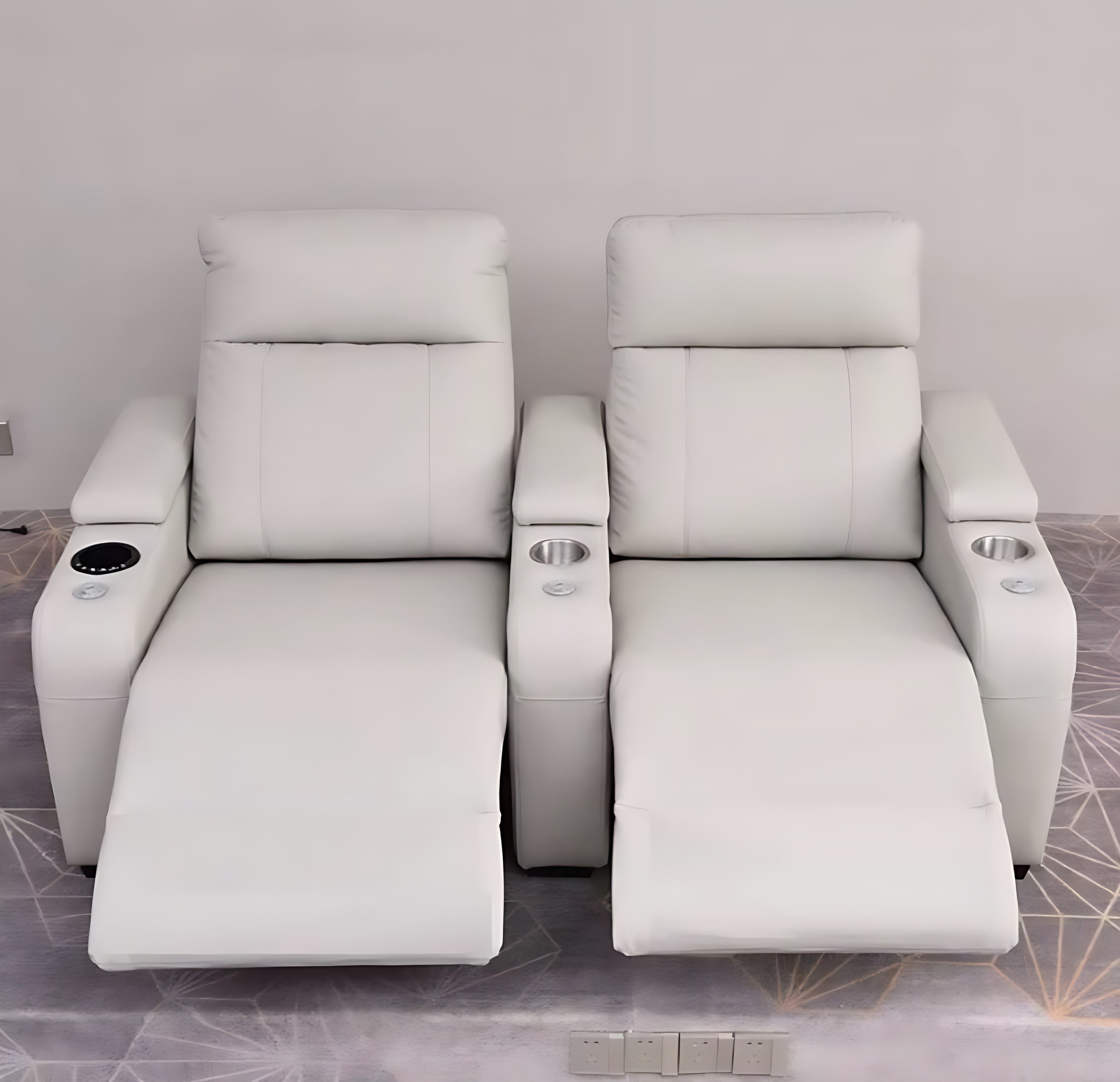 Multifunctional Theater LED Leather Power Recliner Sofa / Ruchi