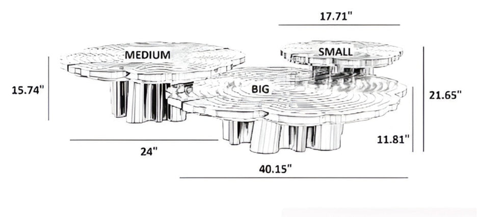 3 Piece Luxury Metal Coffee Table