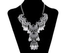 Ethnic Turquoise Stone Drop Metal Necklace / Ruchi