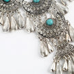 Ethnic Turquoise Stone Drop Metal Necklace