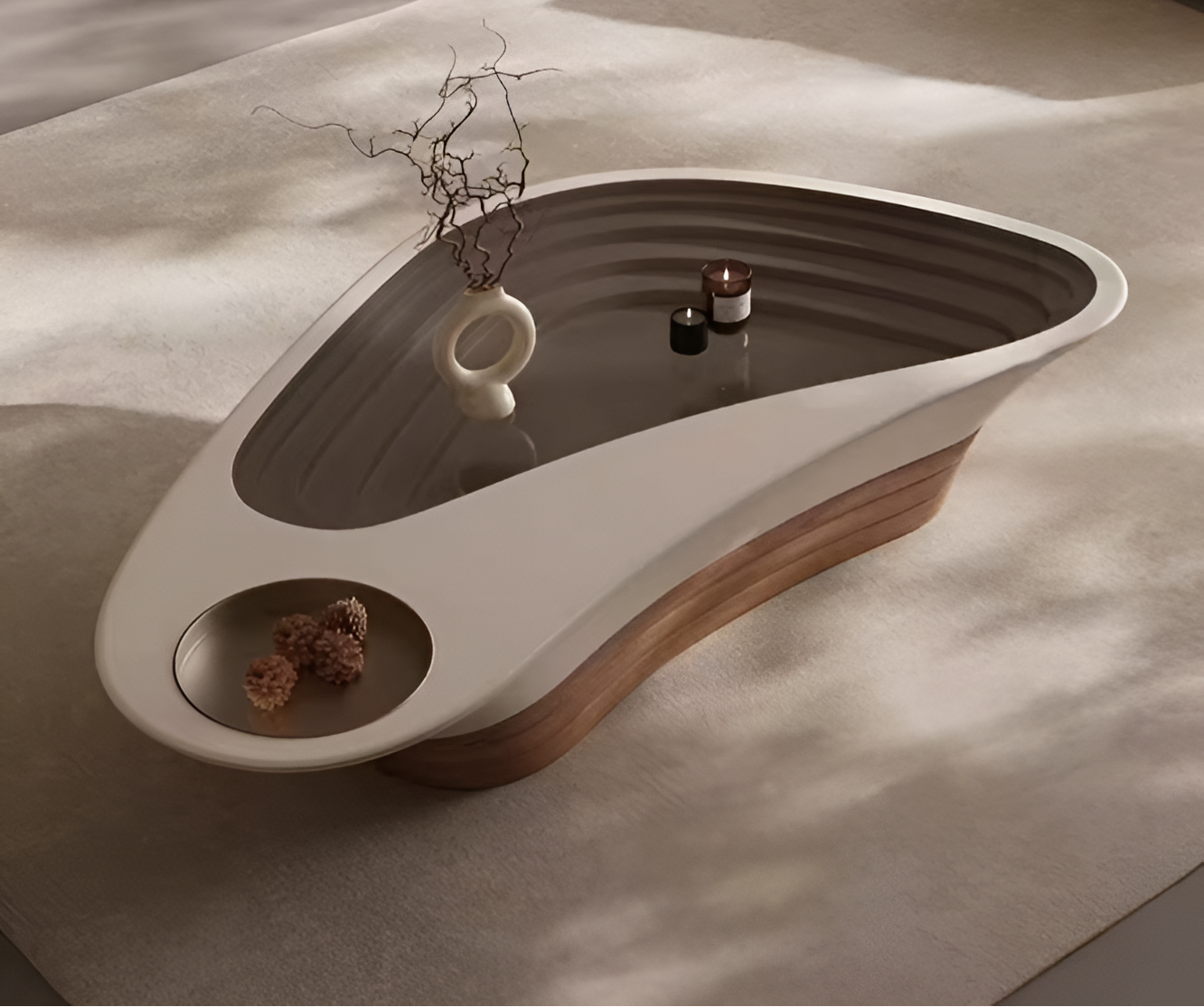 Artistic Glass Top Wooden Coffee Table / Ruchi