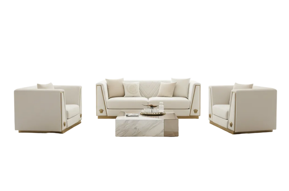 Royal Comfort Logo Designed 1-2-3 Fabric Sofa Set
