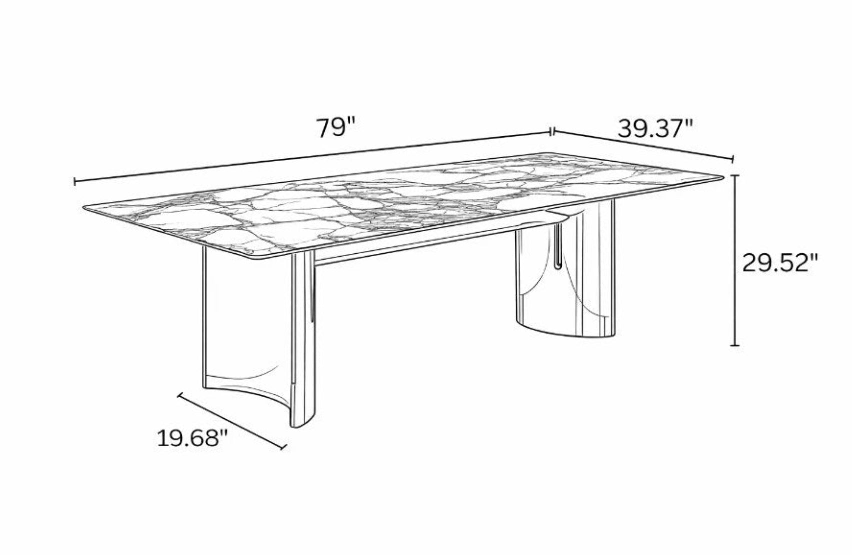 Rectangular Marble Dining Table Set With Bench