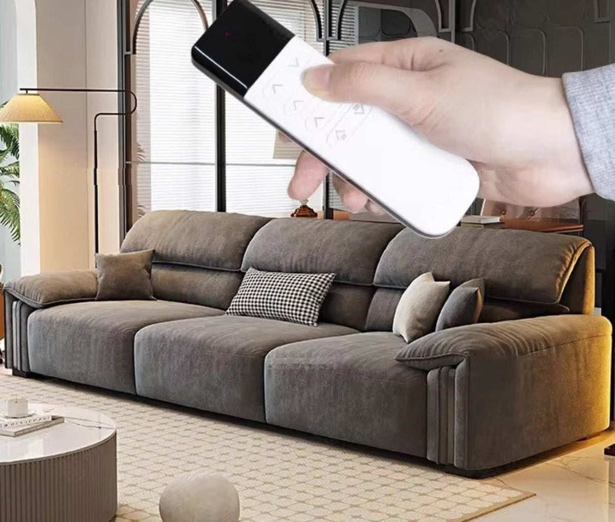 Chenille Fabric Remote Control Extendable Sofa Bed / Ruchi 