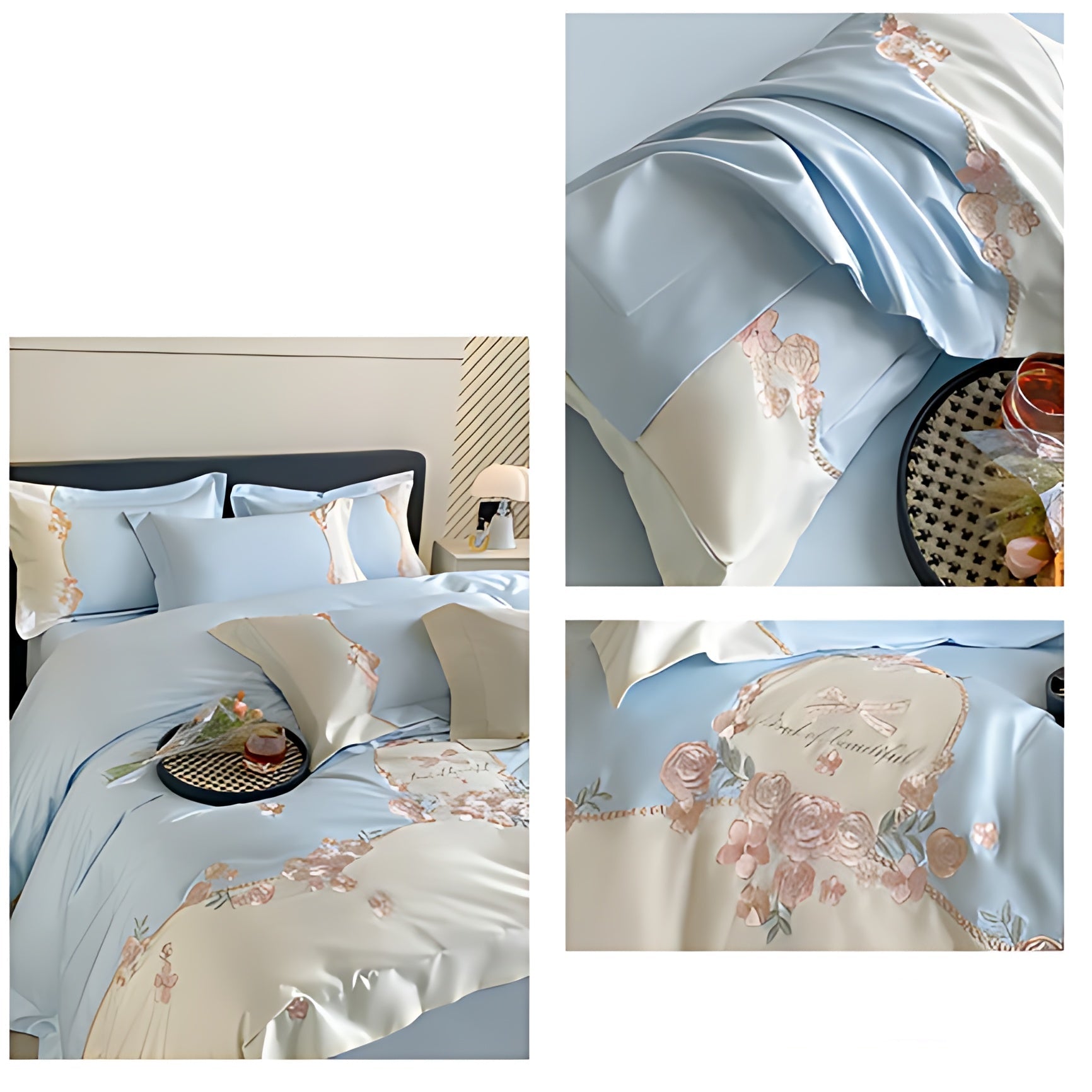 French-Style Fitted Floral Cotton Bedding Set / Ruchi