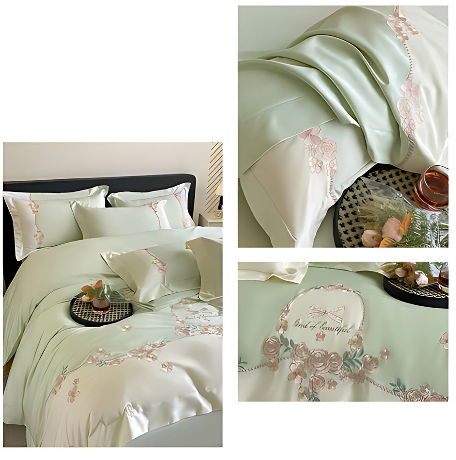 French-Style Fitted Floral Cotton Bedding Set / Ruchi