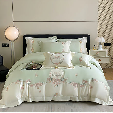 French-Style Fitted Floral Cotton Bedding Set / Ruchi