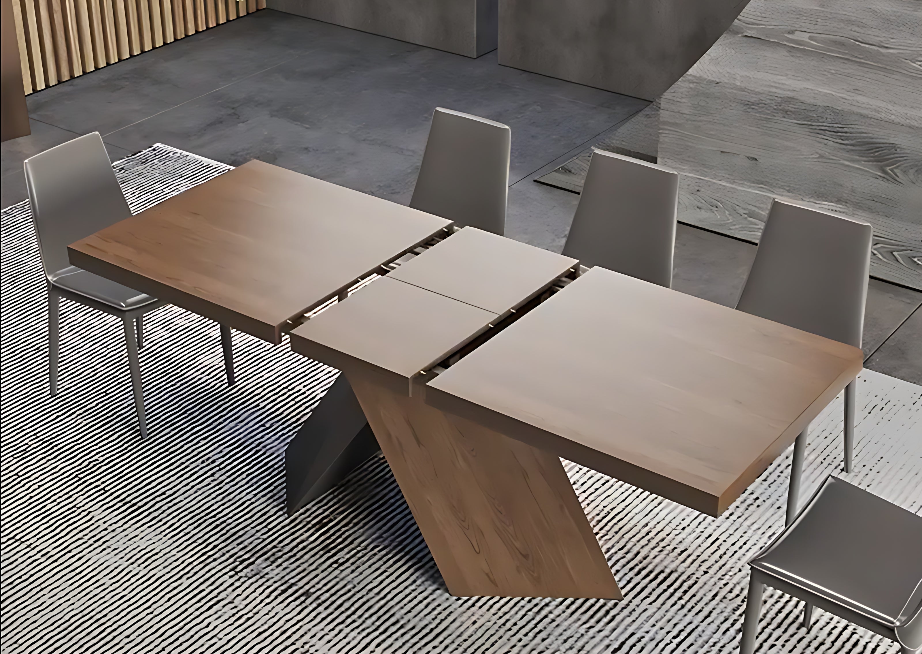 Rectangular Extendable Wooden Dining Table Set For 6 / Ruchi