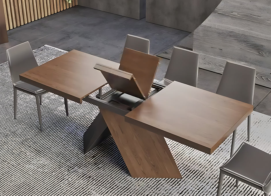 Rectangular Extendable Wooden Dining Table Set For 6 / Ruchi