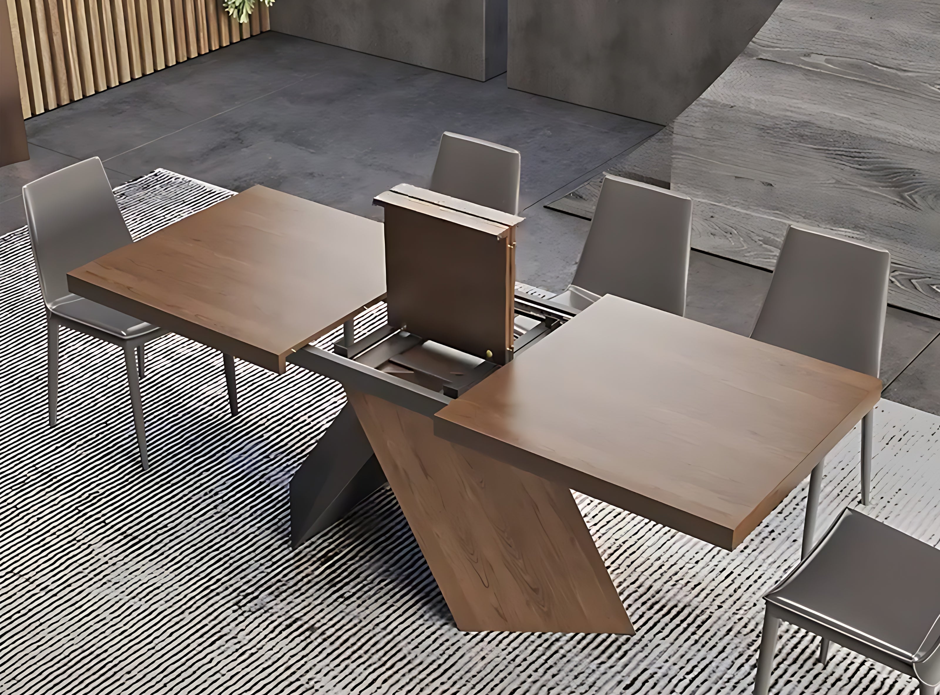 Rectangular Extendable Wooden Dining Table Set For 6 / Ruchi