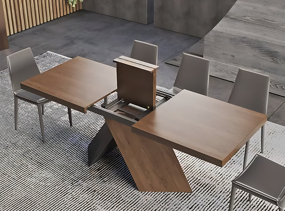 Rectangular Extendable Wooden Dining Table Set For 6 / Ruchi