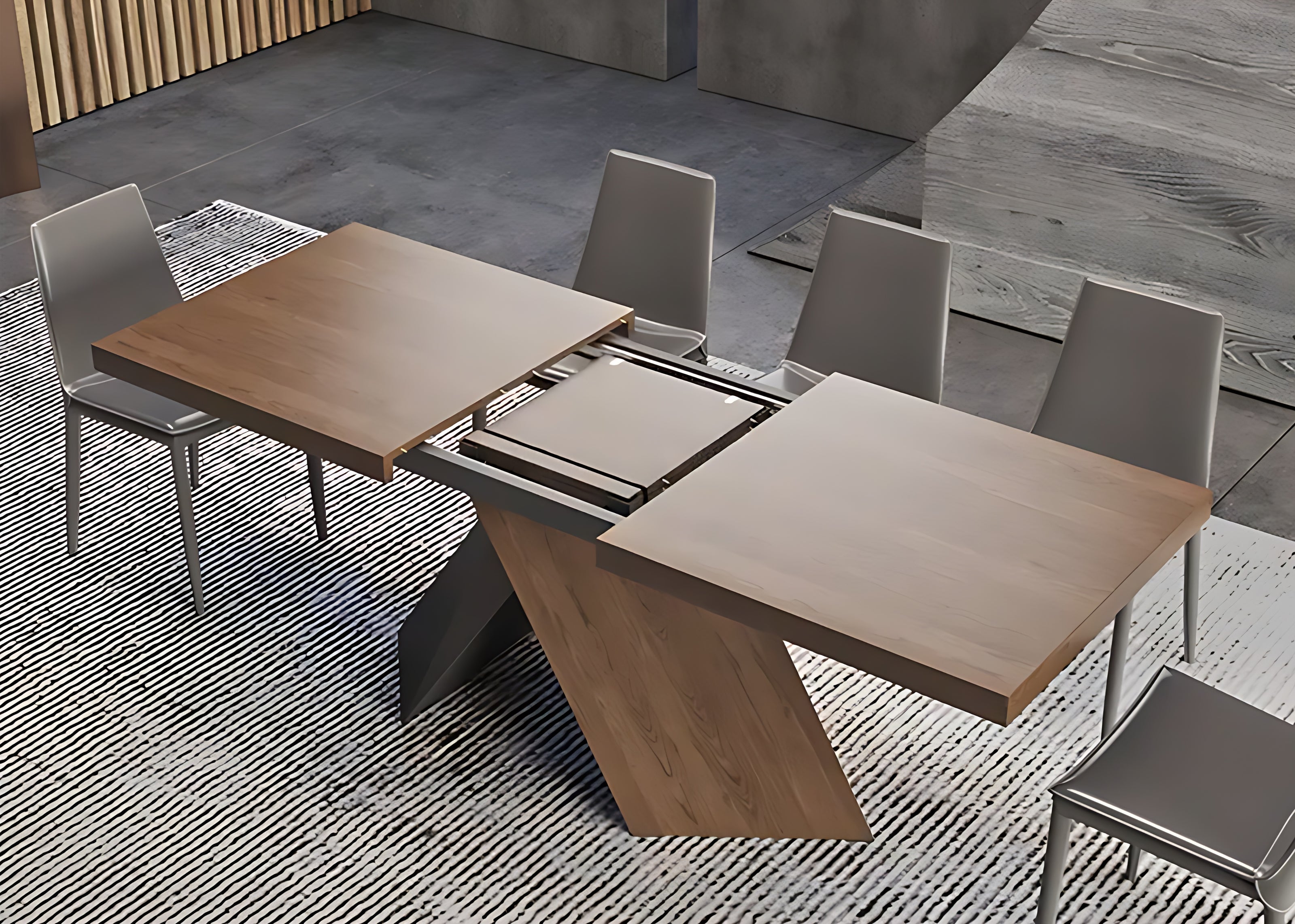 Rectangular Extendable Wooden Dining Table Set For 6