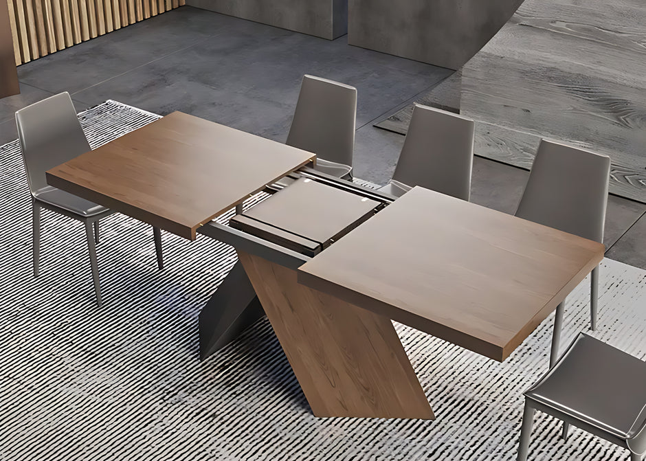Rectangular Extendable Wooden Dining Table Set For 6