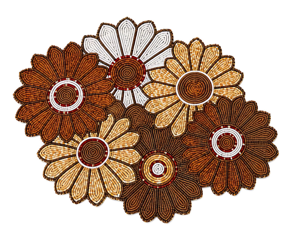 Colorful Sunflower Beaded Table Runner