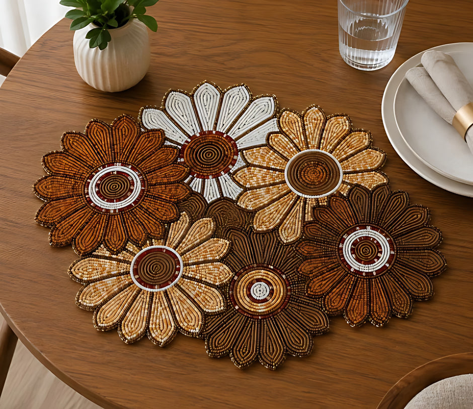 Colorful Sunflower Beaded Table Runner
