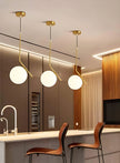 White Round Glass Pendant Light / Ruchi