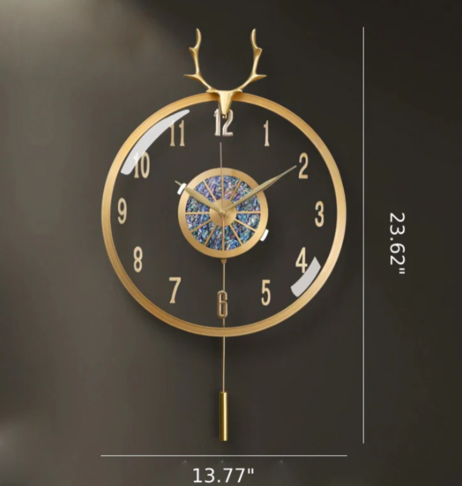 Modern Metal Wall Clock With Pendulum / Ruchi