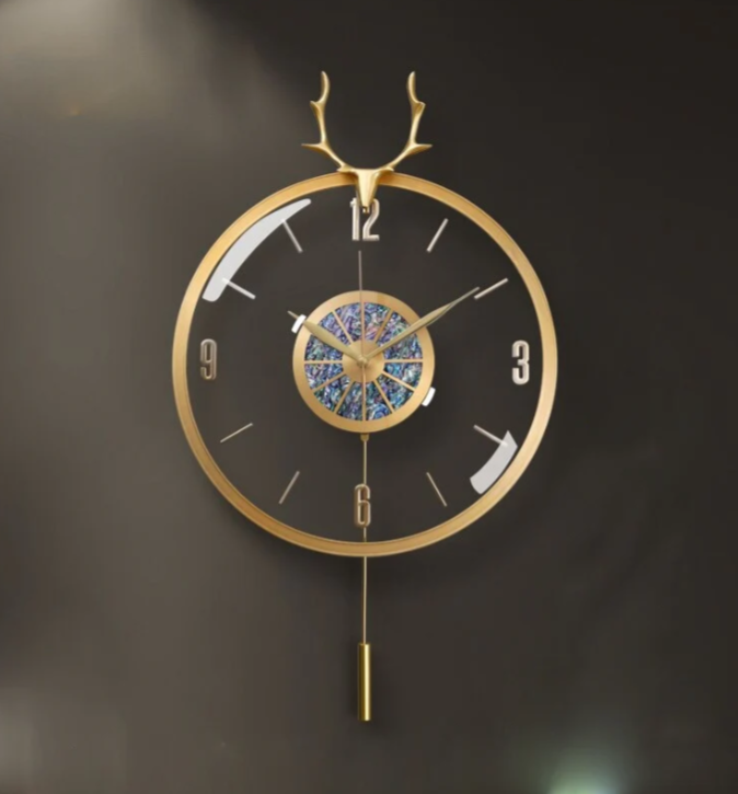 Modern Metal Wall Clock With Pendulum / Ruchi