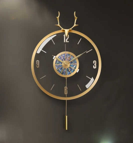 Modern Metal Wall Clock With Pendulum / Ruchi