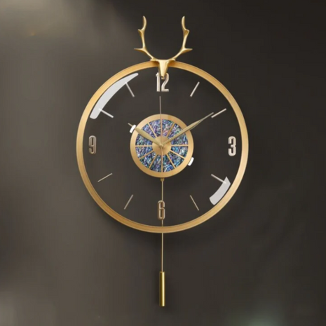 Modern Metal Wall Clock With Pendulum / Ruchi