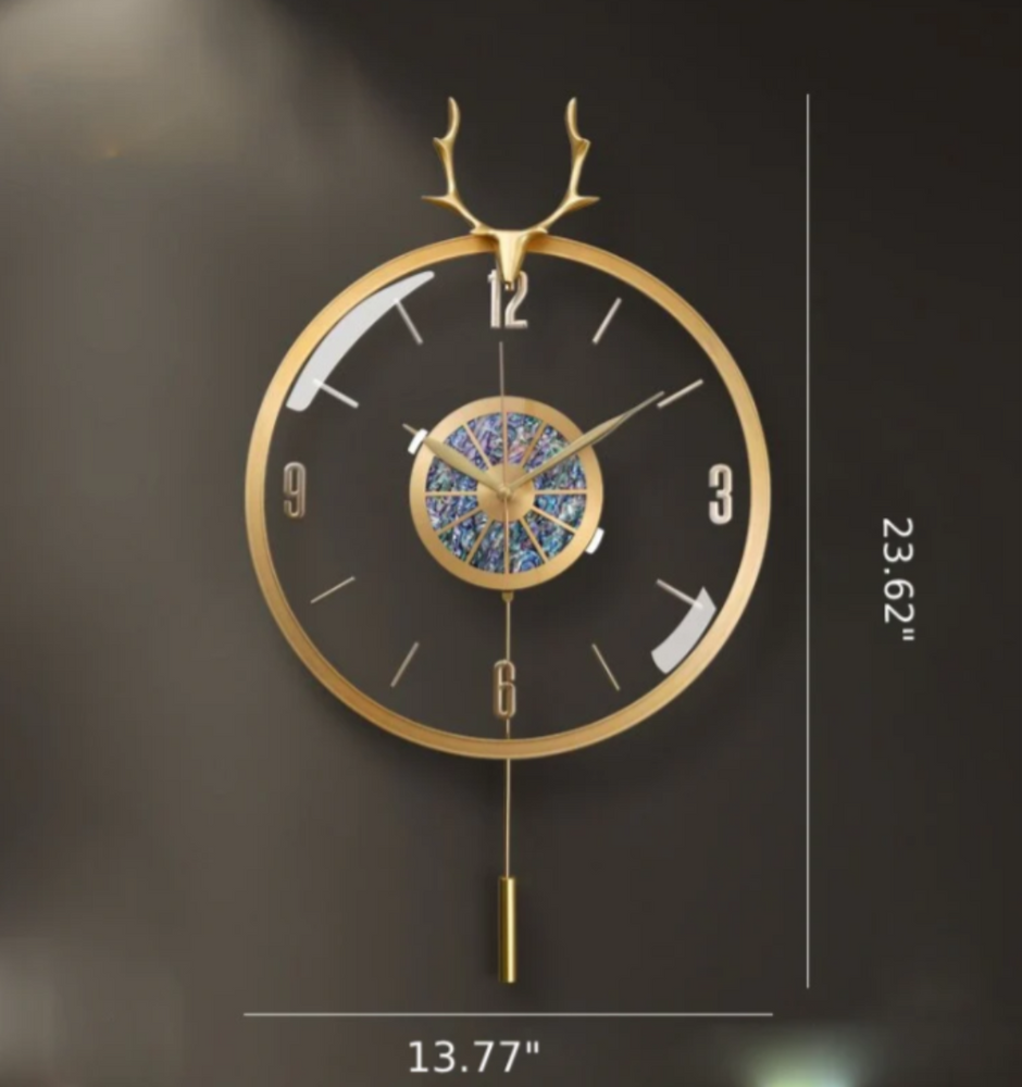 Modern Metal Wall Clock With Pendulum / Ruchi
