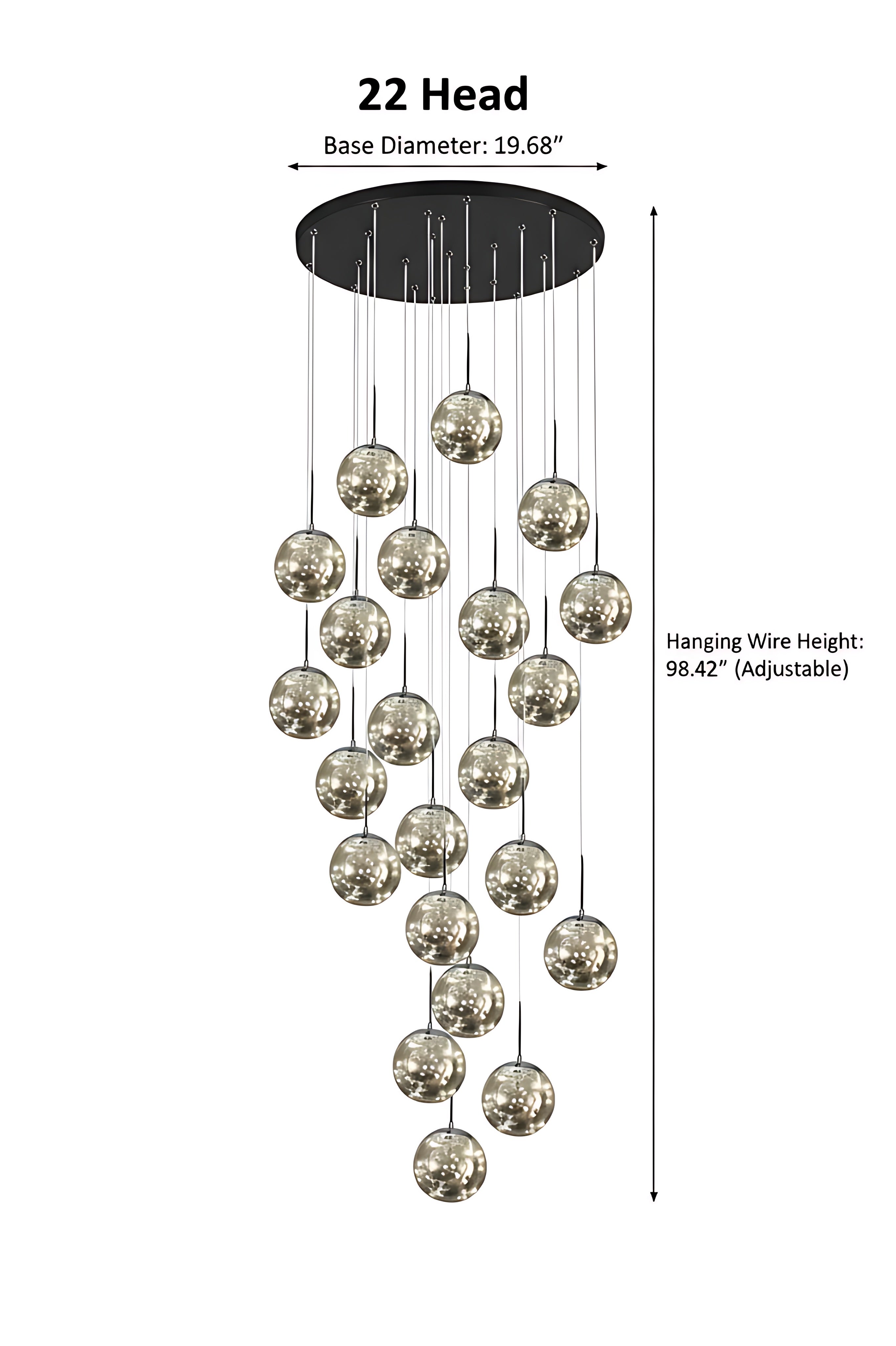 LED Ball Pendant Light Chandelier For Staircase / Ruchi
