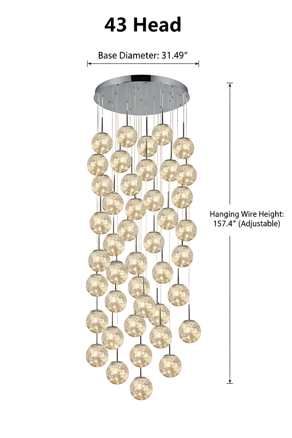 LED Ball Pendant Light Chandelier For Staircase / Ruchi