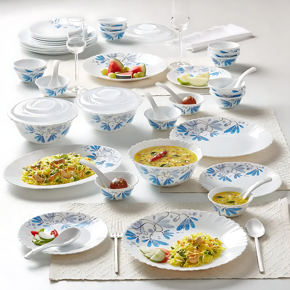 35 Pieces White Dinner Plates & Bowls Set / Ruchi