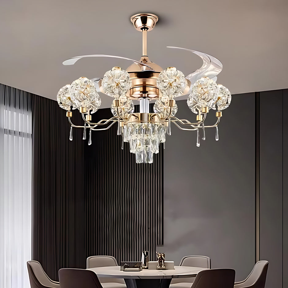 Remote Control LED Chandelier Fan For Living Room