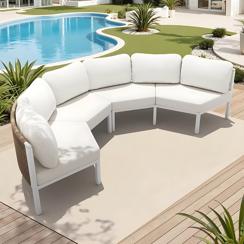 Outdoor Patio Semi-Circular Fabric Sectional Sofa / Ruchi