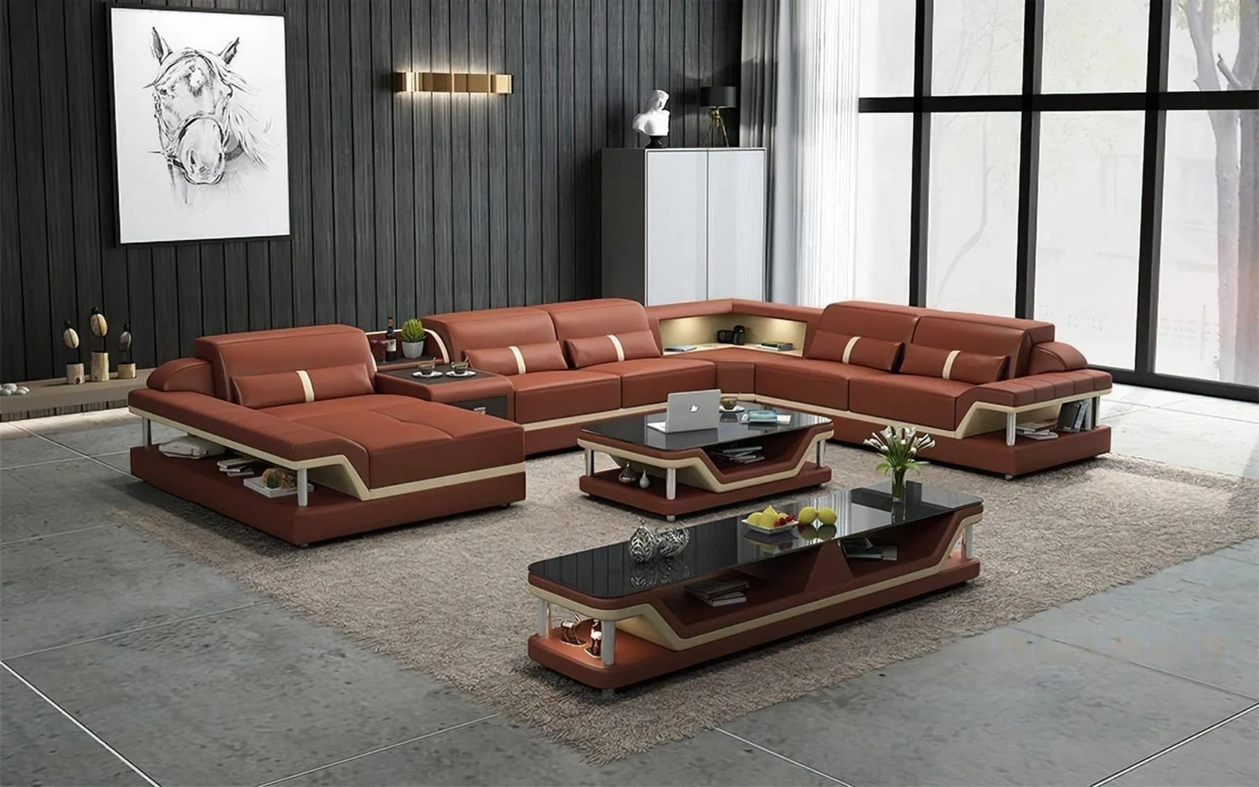 Glamorous LED Sectional Leather Sofa / Ruchi