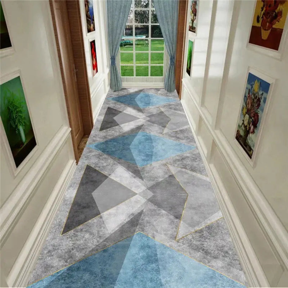 Geometric Non-Slip Polyester Hallway Runner Rug / Ruchi