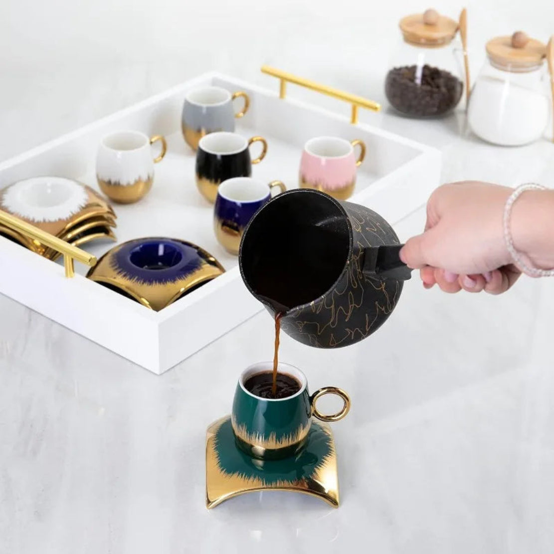 6 Pcs Ceramic Cup & Saucer Set / Ruchi