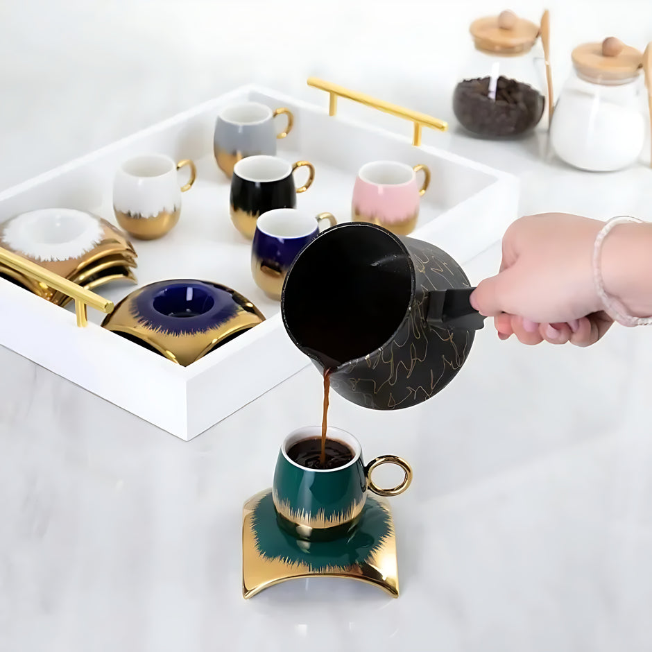 6 Pcs Ceramic Cup & Saucer Set / Ruchi