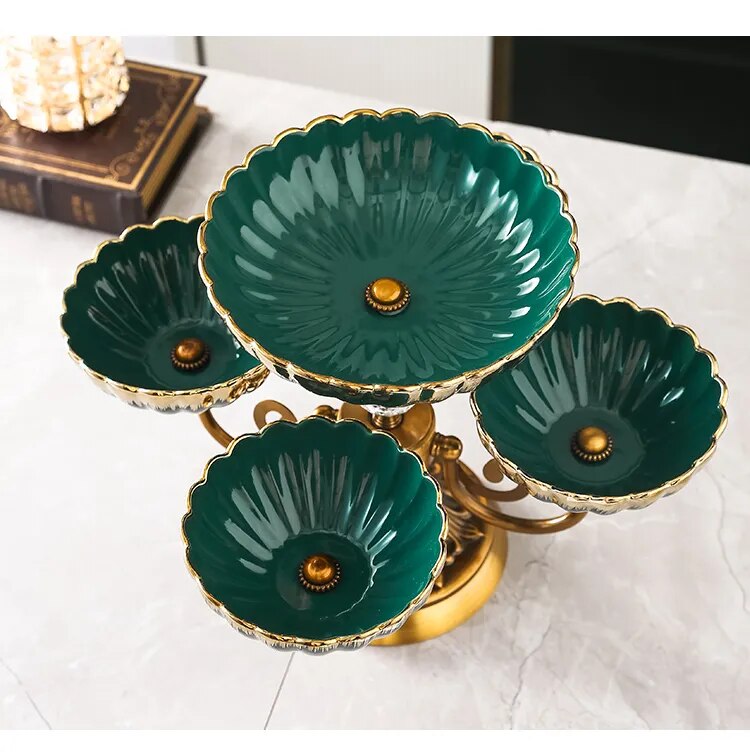 Metal Fruit Stand With 2 Ceramic Bowls / Ruchi