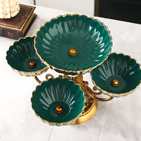 Metal Fruit Stand With 2 Ceramic Bowls / Ruchi