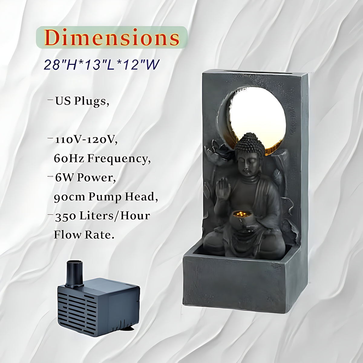 28'' Resin LED Buddha Waterfall Outdoor Fountain / Ruchi