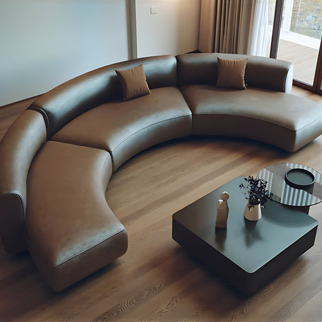 Semi Circular Sectional Leather Sofa / Ruchi
