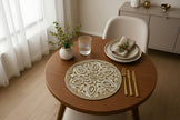 Set Of 2 Ornate Gold & Ivory Beaded Round Placemat / Ruchi