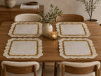 Set of 2 Classic Scalloped Edge Beaded Placemat / Ruchi