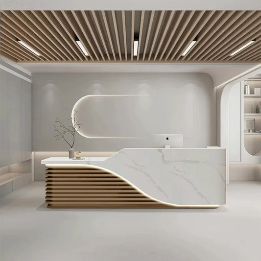 Modern Wooden Reception Desk With LED / Ruchi